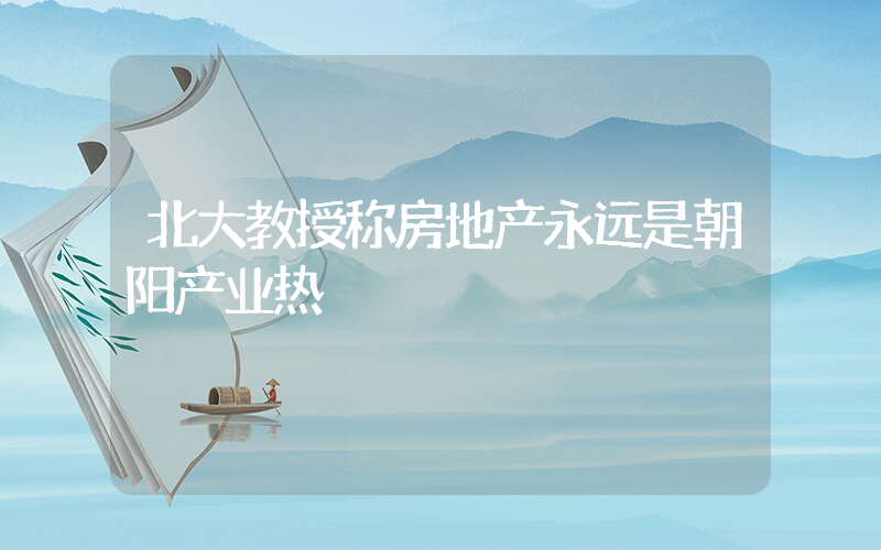 北大教授称房地产永远是朝阳产业热