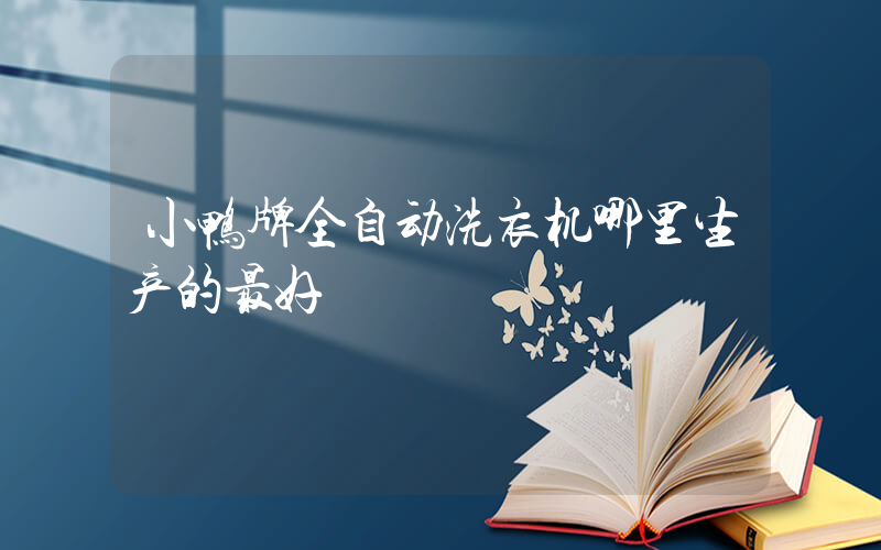 小鸭牌全自动洗衣机哪里生产的最好