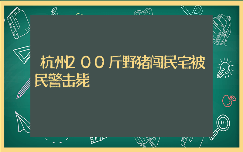 杭州200斤野猪闯民宅被民警击毙